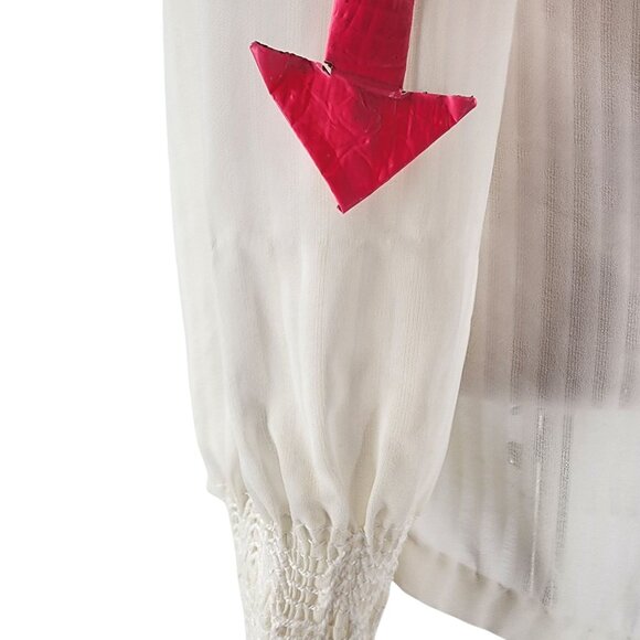 Vintage Chessa Davis Womens Small Top Blouse Striped Ivory Long Sleeve Button - Picture 9 of 13